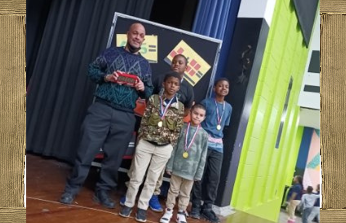  The 4 winners and Mr. Barlow